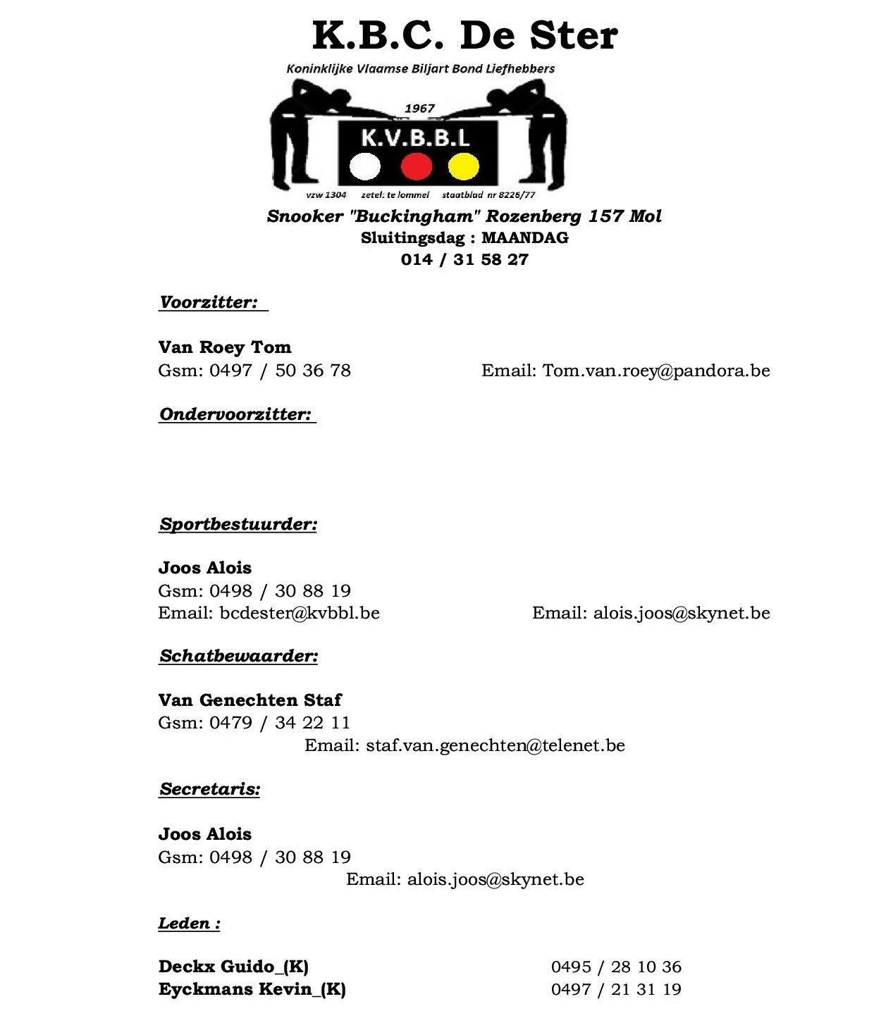 Bestuur K BC De Ster 2025 2026