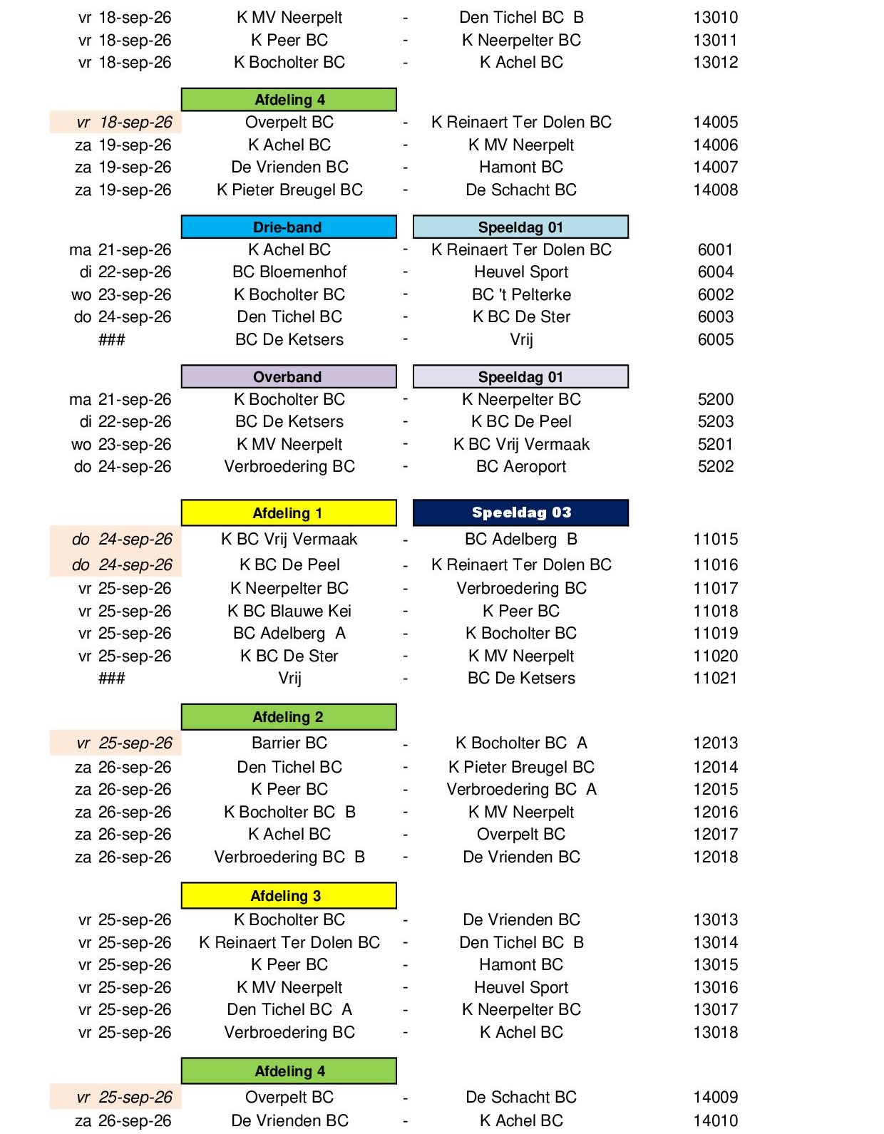 Competitie Kalender 2026 2027 24 juli 202602
